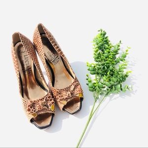 Luciana Giménez Snake Skin Peep Toe Heel